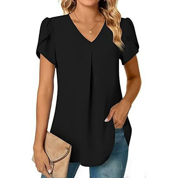 Womens Summer Tops Womens Casual Tunic Tops Shirts Long Sleeve for Women Slim Turtleneck Women Christmas Blouse for Shirt Sleeve Ladies V Neck Pajama Shirt Casual Tie Newspaper Print Blouse Top XL