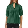 thumbnail image 1 of Womens Summer Tops Womens Long Sleeve Layering Tops under Scrub for Women Long Sleeve Causal Blouse Shirts with Sleeves Loose 3/ 4 Zip Pullover Fall Sweaters Plain Teal XL, 1 of 5