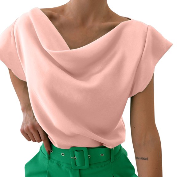 Womens Summer Tops, Womens Shirts, Stylish Women Chiffon Button Down Shirts with Pockets Short Sleeve Blouses V Neck for Casual and Business Wear Slim Fit Design for Modern