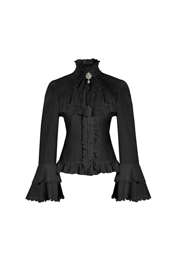 Womens Summer Tops, Womens Shirts, Trendy Women's Blouse Long Sleeve Gothic Ruffle Shirt Stylish Tops for Casual and Formal Occasions