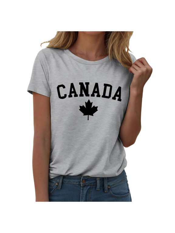 Womens Summer Tops Womens Summer Tops Women's Keep Canada Flag T Shirt Proud Statement Print Top L