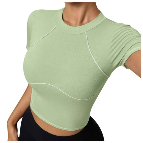 Womens Summer Tops Womens Tight Fitting Tops Dry Running Short Tee Shirts with Spandex Short Sleeve Tunic Tee Tunic Top for Leggings 4 Year Women Shirt Size Large round Neck Long Sleeve Scrub XL