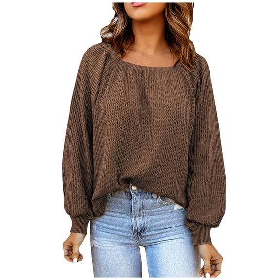 Womens Summer Tops, Womens Tops, Elegant Spring Women’s Long Sleeve Blouses Loose Fit Square Neck Stylish Breathable Tops for Ladies