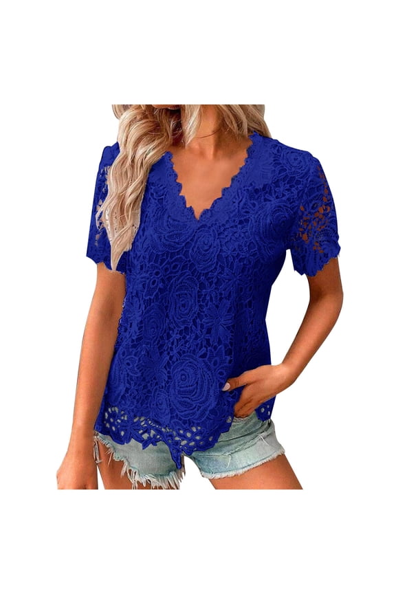 Womens Summer Tops Womens Tops Striped Button down Long Sleeve Yoga Shirts with Short Sleeves Pajama Shirt Women Long Sleeve Hallow Lace Irregular Shirts for Women Casual Solid Color Button Shirt S