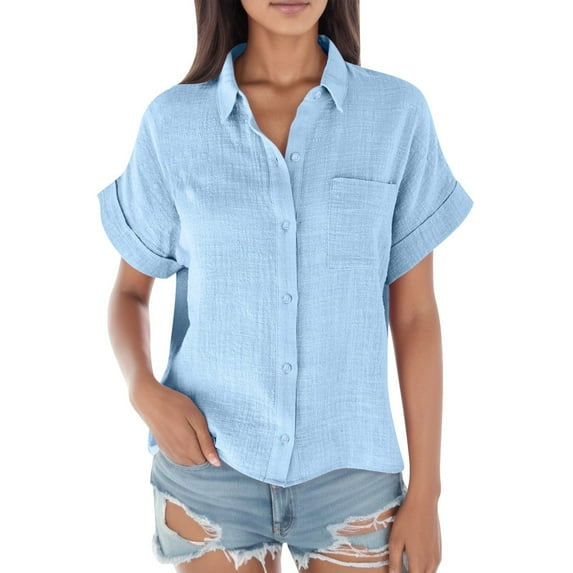 Womens Summer Tops, Womens Tops, Trendy Loose Fit Women's Blouse Casual Button Up Shirt Tops for Everyday Wear Stylish Long Sleeve Ladies Shirts