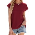 thumbnail image 1 of Womens Summer Tops Workout Shirts Wine Red S, 1 of 7