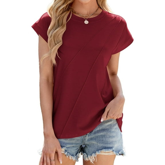 Womens Summer Tops Workout Shirts Wine Red XL