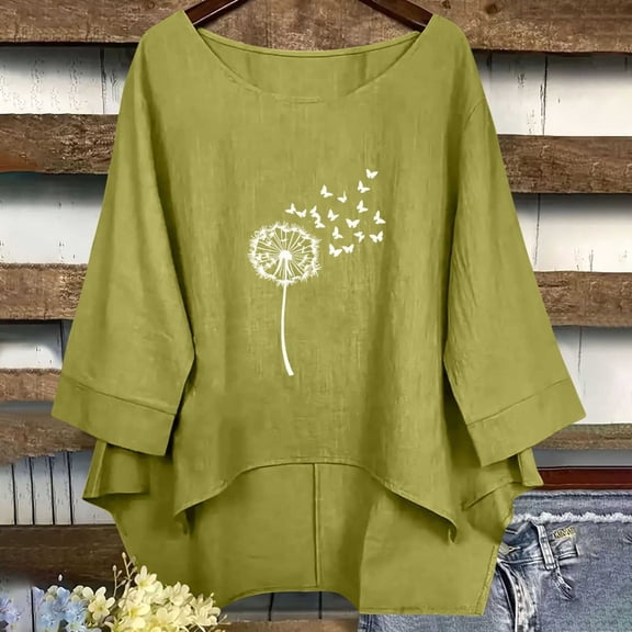 Womens Summer Tops Zaewscy Women‘s Fashion Casual Loos Short Sleeve Linen Embroidery Funny Round-Neck T-Shirt Printing Top