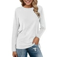 thumbnail image 1 of Womens Summer Tops plus Size Pullover Sweaters Ladies Long Sleeve Button Shirt Womens Plain Long Sleeve Shirts under Scrub Shirt Summer Shirts for Women Trendy Rave on Clearance White S, 1 of 4