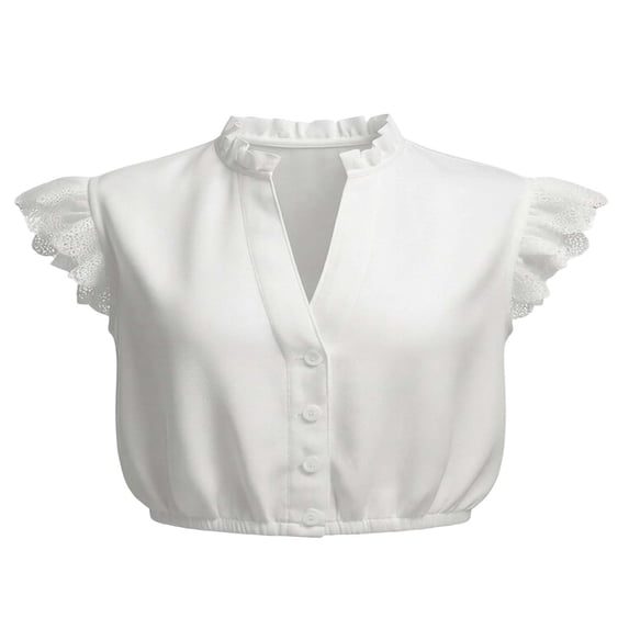 Womens Summer Tops qinhaie Women's Elegant V Neck Dirndl Blouse, Short Sleeve Traditional Bavarian Top, Soft Breathable Shirt White Shirts