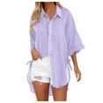 thumbnail image 1 of Womens Summer Tops v neck Button Down Short Sleeve Shirts Casual Chiffon Blouses, 1 of 4
