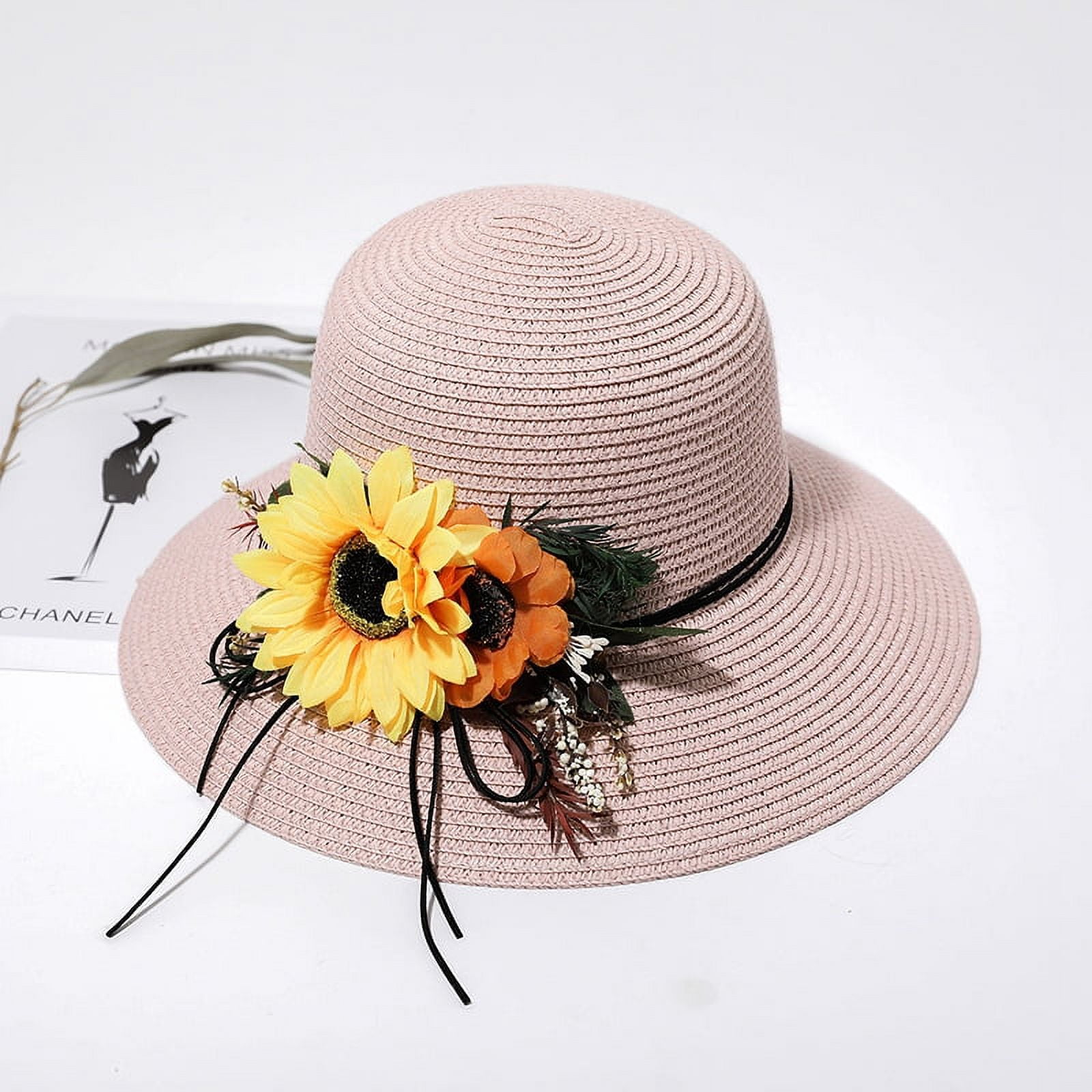 Womens Summer Traveling Staw Sun Hats Wide Brim Hats Sun