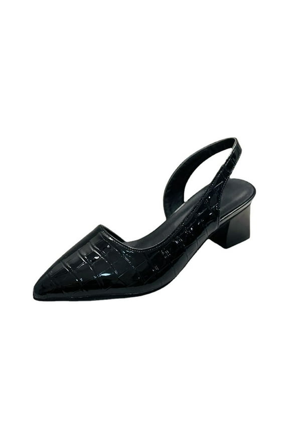 Womens Summer Trends!AXXD Slippers for Women Indoor,Sexy Retro Elegant Patent Leather Mid Heel Chunky Heel Strap Sandals For Regular&Big Women New Arrival Size 6.5