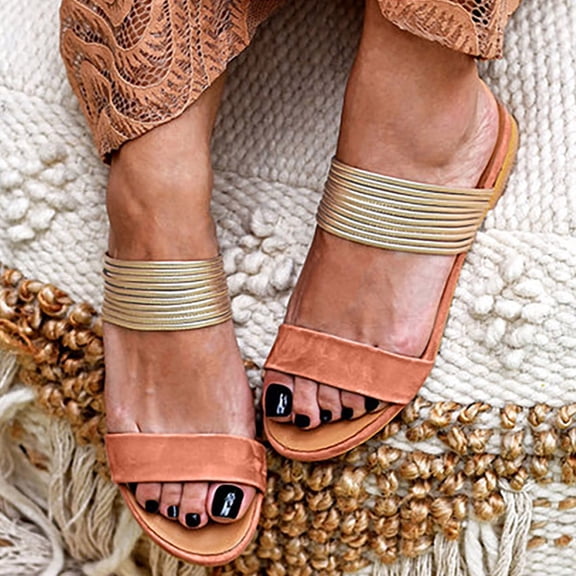 AXXD Women's Sandals,Vintage Flat Metal Decoration Slippers Outdoor Beach Shoes For Teachers 𝗖𝗹𝗲𝗮𝗿𝗮𝗻𝗰𝗲 Size 8