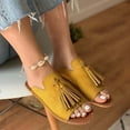 thumbnail image 1 of Womens Summer Trends!AXXD Womens Sandals,Flat Fringe Shoe Slippers Peep Toe Sandals For Teachers New Arrival Size 5.5, 1 of 4