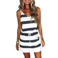 thumbnail image 1 of Womens Summer Trendy Striped Dresses Sleeveless Halter Strap Mini Dress with Pockets, 1 of 6