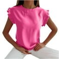 thumbnail image 1 of Womens Summer Trendy Tee Ruffle Sleeve Blouses Tops Casual Lightweight Shirts Loose Fit Soft Tees Pullover, 1 of 6