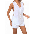 thumbnail image 1 of Womens Summer Vacation Outfits Beach Travel Cruise Resort Wear 2 Piece Short Sets Casual Tank Tops and Shorts White M, 1 of 7