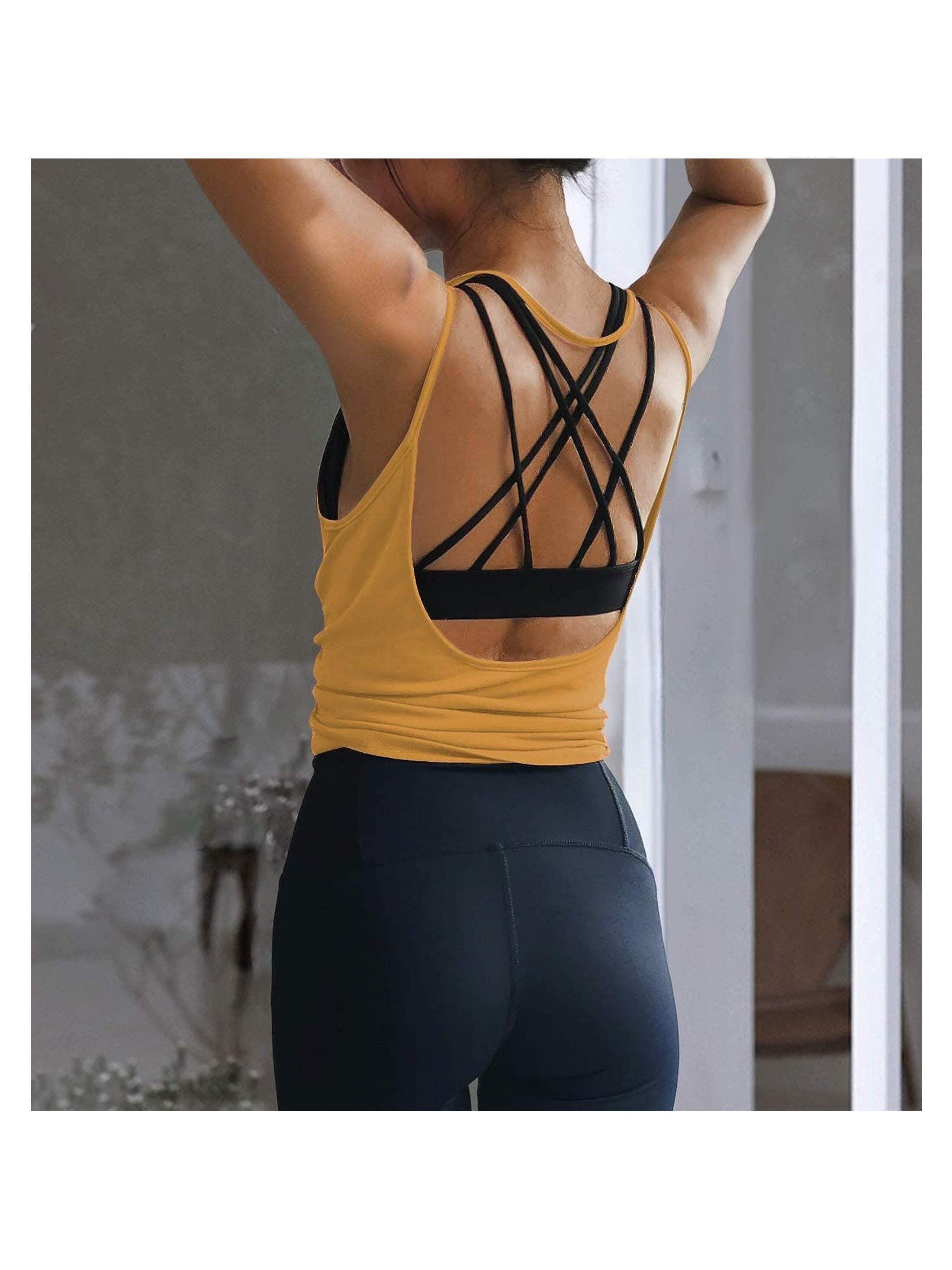 Women's Double Straps Backless Twisted Cropped Yoga Tank Top - Halara