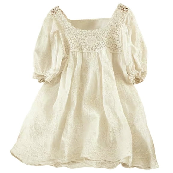 Womens Summers Flowys Minis Dress Casual Ruffle Short Sleeve Babydoll Dress Casual Loose Tunics Dresses