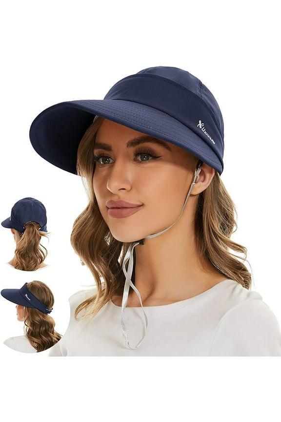 Womens Sun Hat, 2 in 1 Zip-Off Sun Protection Visor Beach Hat for Women, Packable Golf Hat