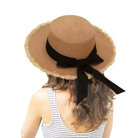 Womens Sun Hat Floppy Wide Brim Foldable Hat for Beach Travel Days Women's Summer Wide Straw Hat Bow Beach Sun Hat