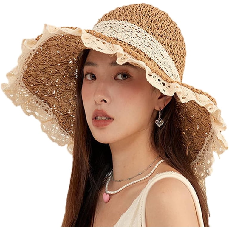 Womens Sun Hat Floppy Wide Brim Lace Beach Cap UPF 50+  display picture 1