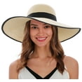 thumbnail image 1 of Womens Sun Hat For Large Head Roll Up Sun Hats For Women Floppy Straw Hats For Women Beach Pool Hats For Women Sunscreen Hat,Beige, M/L, 1 of 5