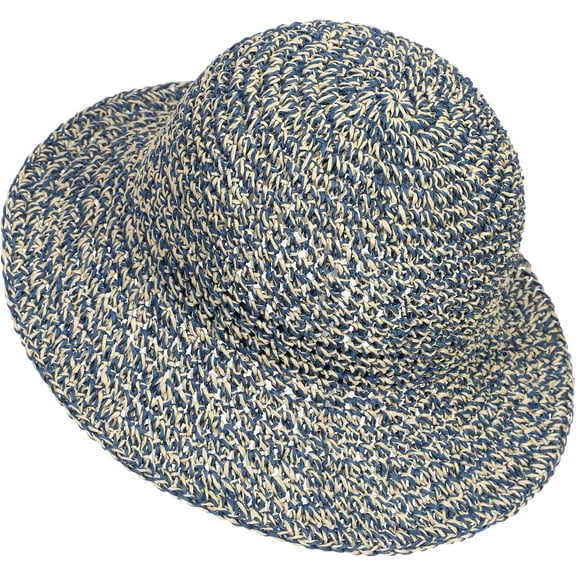 Womens Sun Hat Handmade Crochet Straw Bucket Hat Summer UV Protection Foldable Travel Cap UPF 50+