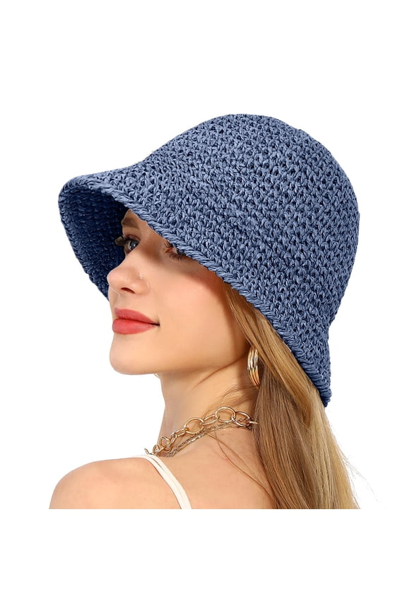 Womens Sun Hat Handmade Straw Bucket Wide Brim Packable Travel Summer Cap For Beach UPF 50+ Buoy Hat Fascinated Hat for Women Peacemaker Hat Boar Hat Outback Hat Women Womens Fedora Hats for Summer