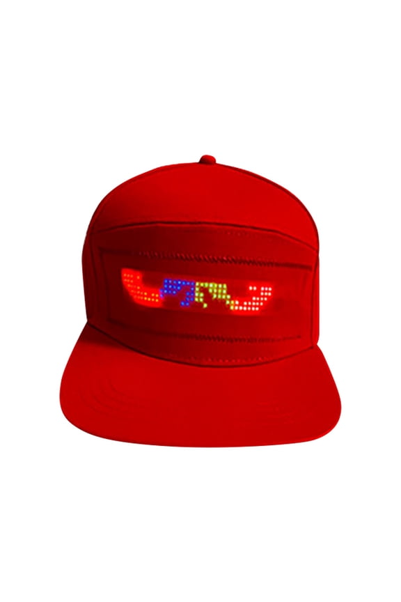 Womens Sun Hat Led Rolling Display Pixel Art Style Pattern Golf Hat for Men,Red,One Size