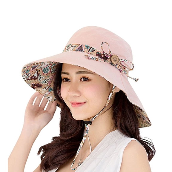 Womens Sun Hat Summer UPF 50+ UV Protection Beach Hat Reversible Foldable Wide Brim Cap Bucket Hat