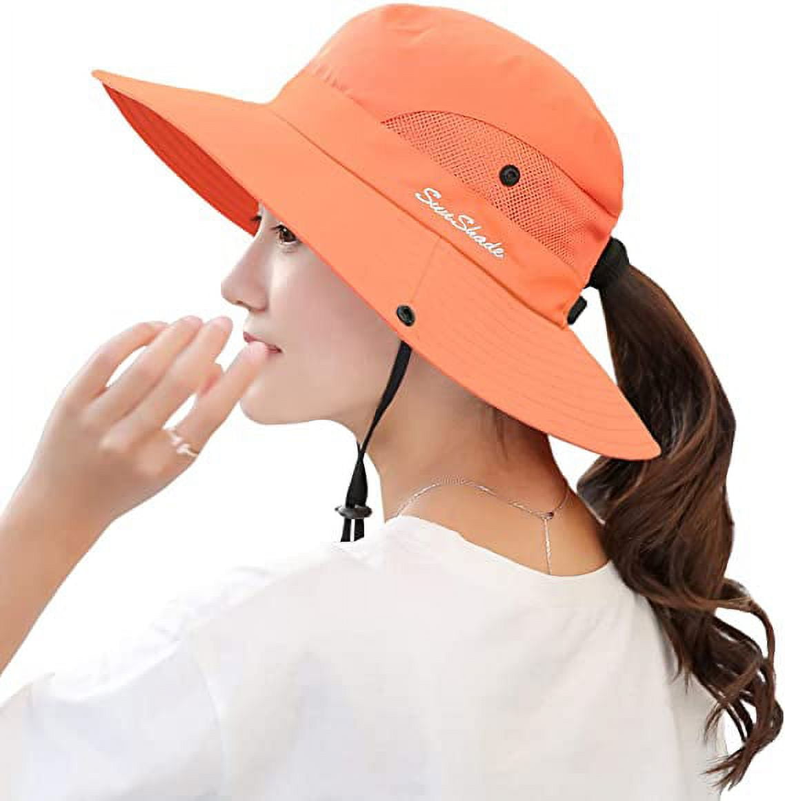 Muryobao Womens Summer Sun Hat Wide Brim UV UPF50 Protection Hats Foldable Packable Ponytail Bucket Cap for Safari Beach Fishing Gardenin, Gray