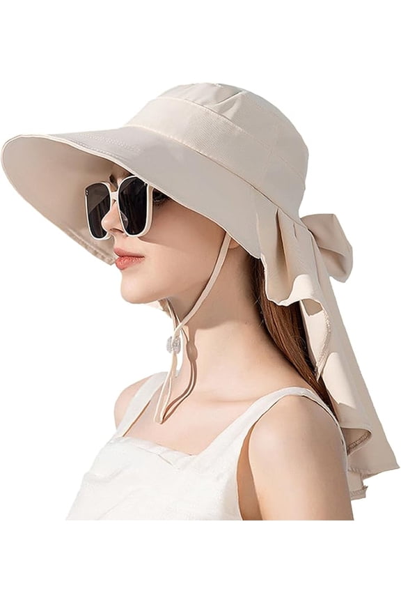 Womens Sun Hat UPF 50+ Wide Brim Gardening Hat with Neck Flap