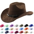 thumbnail image 1 of Womens Sun Hat Unisex Curved Brim Suede Western Cowboy Hat Outdoor Country Brick Red One Size, 1 of 4