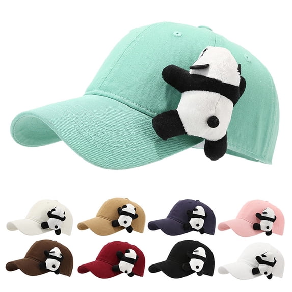 Womens Sun Hat Unisex Cute Panda Embroidered Baseball Cap Spring Summer Sun Khaki One Size