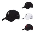 thumbnail image 1 of Womens Sun Hat Unisex Faith Cross Embroidery Imitation Wool Green Baseball Sun Cap Red One Size, 1 of 4