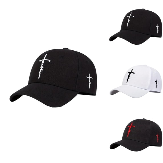 Womens Sun Hat Unisex Faith Cross Embroidery Imitation Wool Green Baseball Sun Cap Red One Size