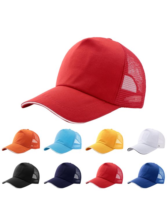 Womens Sun Hat Unisex Summer Back Mesh Baseball Cap Breathable Sunscreen White One Size