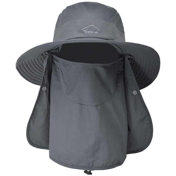 Womens Sun Hat Wide Brim Foldable Bucket Hats for Men Summer UV Pritection Hiking Safari Hat with Neck Flap UPF 50