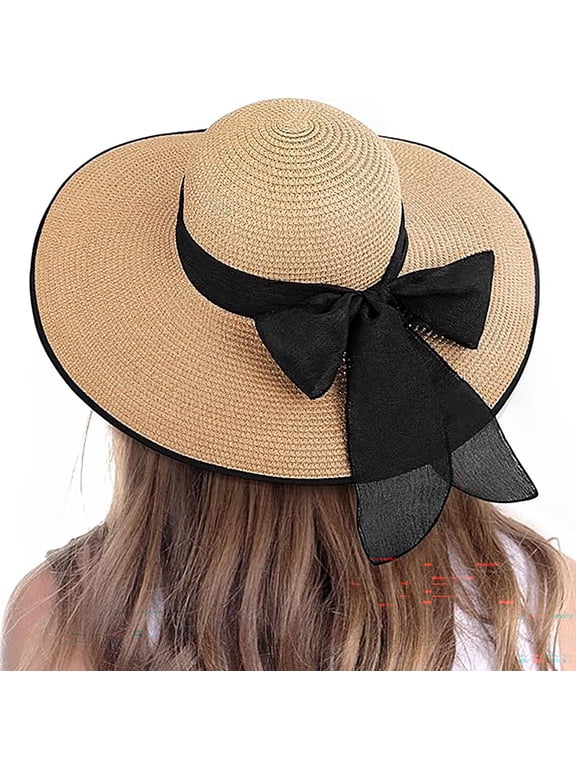 Womens Sun Hat, Wide Brim UPF 50+ UV Sun Outdoor Protection Summer Straw Hat Packable Foldable Beach Sun Straw Hats