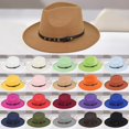 thumbnail image 1 of Womens Sun Hat Women British Jazz Wide Brim Fedora Chain Cowboy Winter Hat Beige One Size, 1 of 4