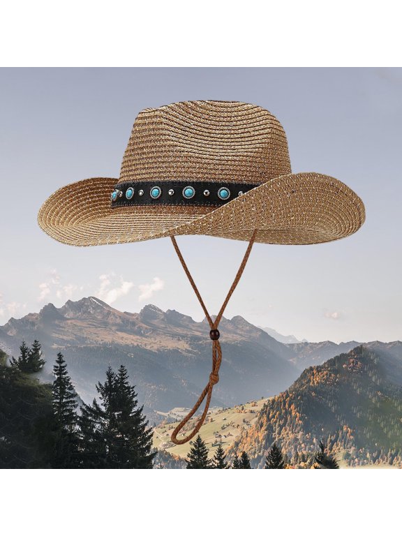 Womens Sun Hat Women Shapeable Brim Tie Strap Sun Hat Casual Outdoor Summer Khaki One Size