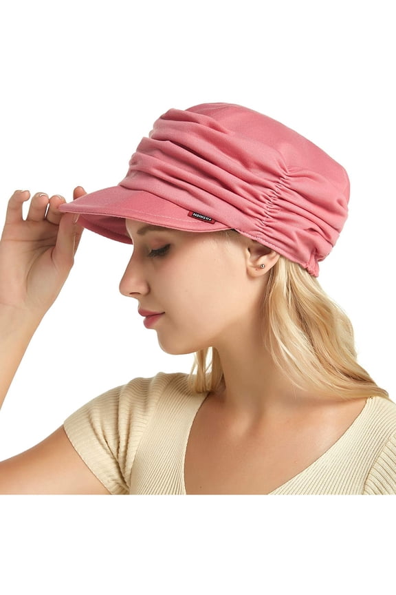 Women's Soft-brimmed Pleated Sunhat Polyester Fashion Accessory, Pink One Size