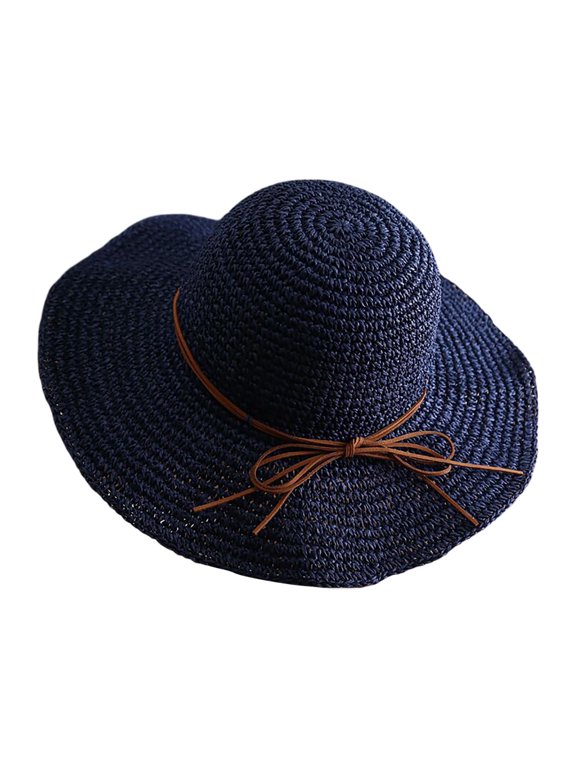Womens Sun Hats with UV Protection Straw Visor Ponytail and Comfortable Packable Bucket Hiking Travel Outdoor Hat Beach Vacation Sun Hat Navy One Size
