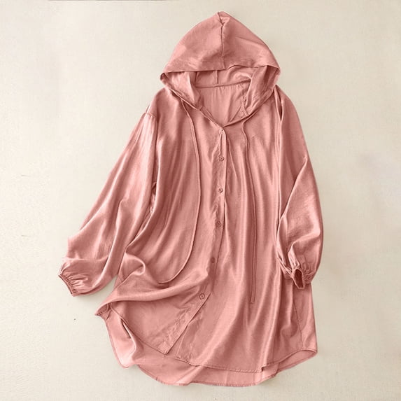 Womens Sun Protection Hoodie Cotton Linen Long Sleeve Hoodie Fishing Outdoor Quick Dry Sweatshirts with Pocket