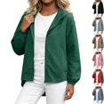 thumbnail image 1 of Womens Sun Protection Hoodie Jacket Lightweight Breathable Quick Dry Workout Active Zip Up Coat for Running Athleisure Golf Cycling Travel, Army Green, S, 1 of 6