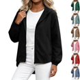 thumbnail image 1 of Womens Sun Protection Hoodie Jacket Lightweight Breathable Quick Dry Workout Active Zip Up Coat for Running Athleisure Golf Cycling Travel, Black, M, 1 of 6
