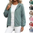 thumbnail image 1 of Womens Sun Protection Hoodie Jacket Lightweight Breathable Quick Dry Workout Active Zip Up Coat for Running Athleisure Golf Cycling Travel, Green, S, 1 of 6