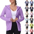 thumbnail image 1 of Womens Sun Protection Hoodie Zip Up Long Sleeve Lightweight Summer Outdoor Jacket With Pockets, 1 of 9